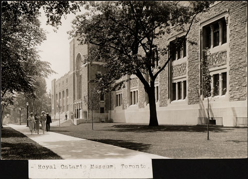 Historic photo from 1935 - Royal Ontario Museum, looking south along the east facade in a neo-Byzantine style in Royal Ontario Museum