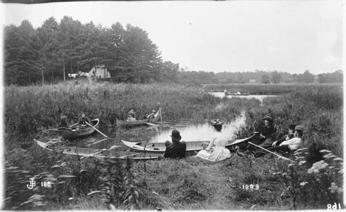 Historic photo from 1889 - An idle day on the lagoon - shows Boyd family camping at mouth of Mimico Creek in Mimico
