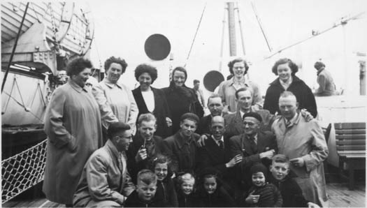 A group of Dutch immigrants on the S.S. Valendam on route to Canada