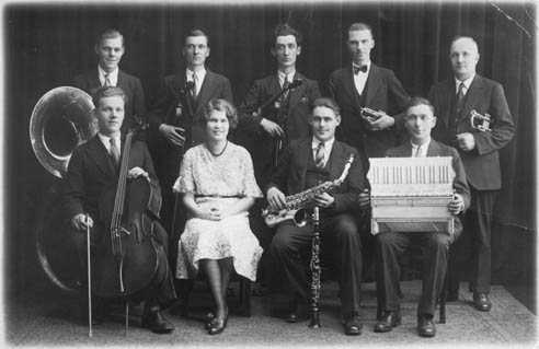 Gunnar Gustafson's dance orchestra.  The orchestra performed twice a week at the Labour Temple on Spadina during the thirties.b