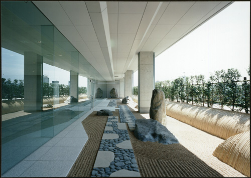 View of Japan Garden, west side of 4th level terrace of the Canadian Embassy in Tokyo