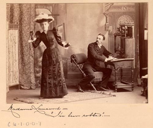 Act II - Madame Laurent: "I've been robbed." (Miss Cleveland and Mr. Carlisle); Only a Farmer's Daughter