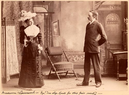 Act II - Madame Laurent: "No! No slip-knots for this fair neck." (Miss Cleveland and Mr. Carlisle); Only a Farmer's Daughter
