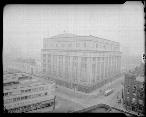 Historic photo from Thursday, December 9, 1948 - North east corner of Yonge and College street - Kresge, Eatons College Street Store and Oddfellows Hall in College Street