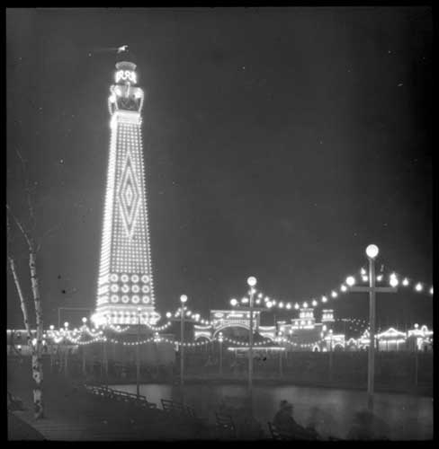 Historic photo from 1907 - Illuminated tower and beacon - Scarboro Beach Park in The Beaches