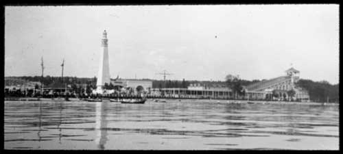 Historic photo from 1910 - North shore of Lake Ontario - Scarboro Beach roller coaster and tower in The Beaches