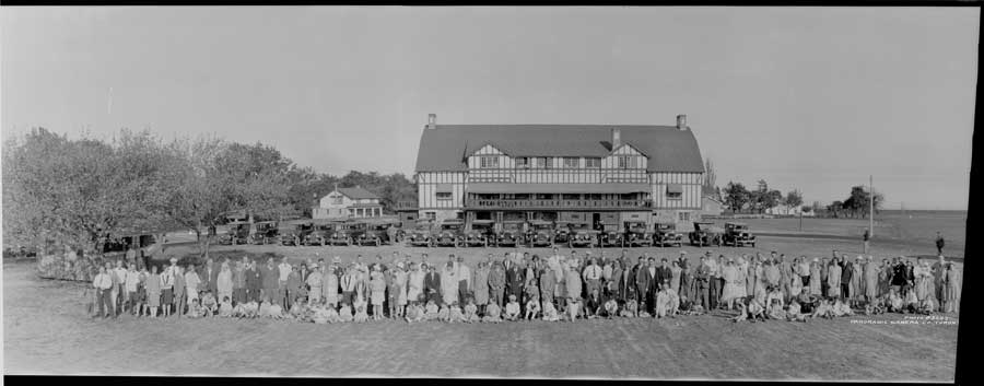 Historic photo from 1925 - Eglinton Hunt Club on Avenue road - members and barn in North Toronto