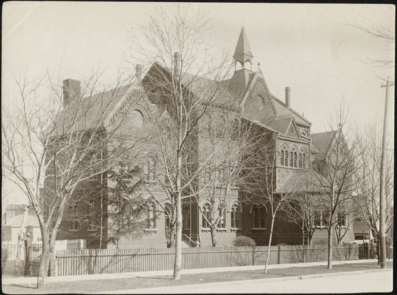 Historic photo from 1890 - Jarvis Street Collegiate Institute - built 1871, across from Allans Gardens in Garden District
