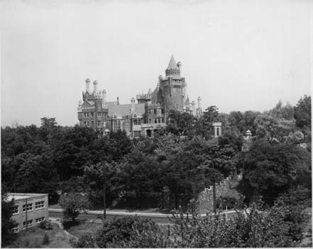 Historic photo from 1936 - Looking north up to Casa Loma, home of the late Major General Sir Henry M. Pellatt in Casa Loma