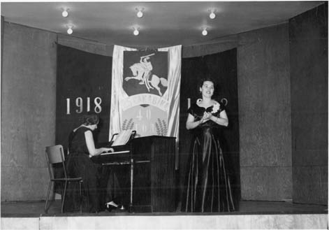 Woman singing at a Byelorussian independence celebration