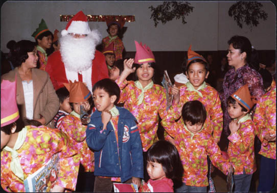 Filipino children at a choral presentation of Christmas songs at the Filipino heritage classes at St. Mary's Separate School