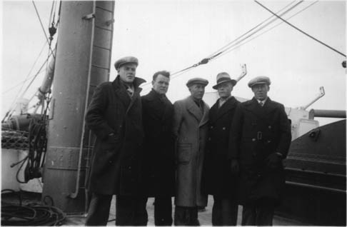 Finnish Canadian veterans returning to Canada from the Spanish Civil War on the S.S. Duchess of York