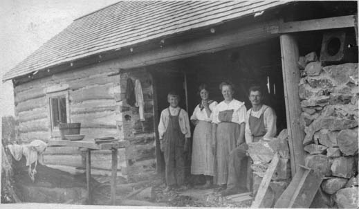 The first cabin built by August Svensk and his wife Vilhelmina by Vermilion River in Whitefish