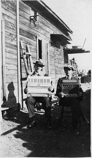 Vaino Mantyla and Eemil Hill playing accordions