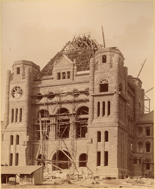 Historic photo from 1891 - South facade of the Ontario Legislative Building complete during construction in Queens Park