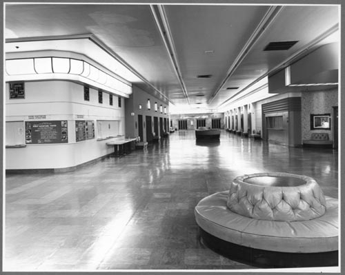 Historic photo from 1972 - Art Moderne auditorium foyer at Eatons Seventh Floor (now the Carlu) - designed by Jacques Carlu in College Street