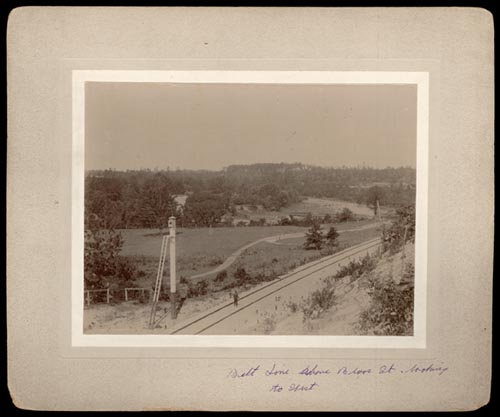 Historic photo from 1900 - Belt Line above Bloor St., looking to West (along south Kingsway near Humber; Brother Will on tracks) in Kingsway
