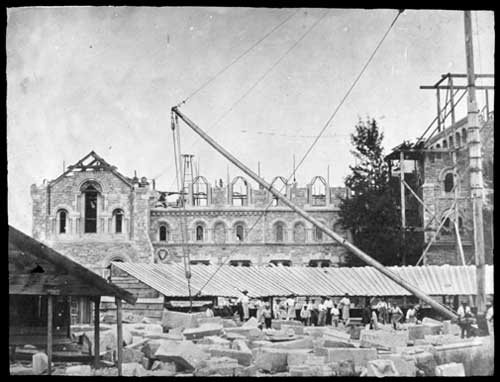 Historic photo from 1857 - Construction of University College, Toronto in University of Toronto (U of T)