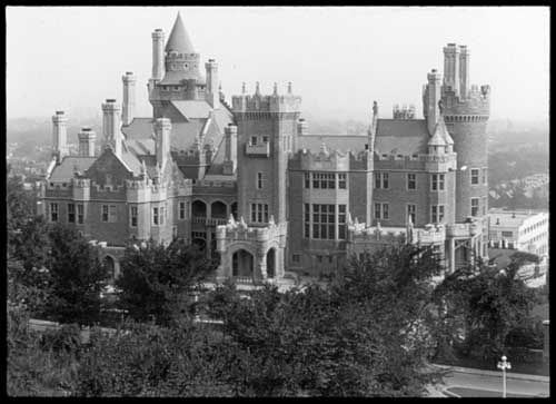 Historic photo from 1922 - Chimneys and turrets of Casa Loma, from the north in Casa Loma